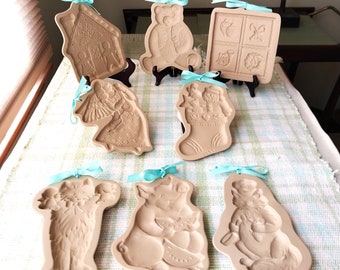 Vintage Brown Bag Cookie Art Molds, Pig, Cats, Gingerbread House