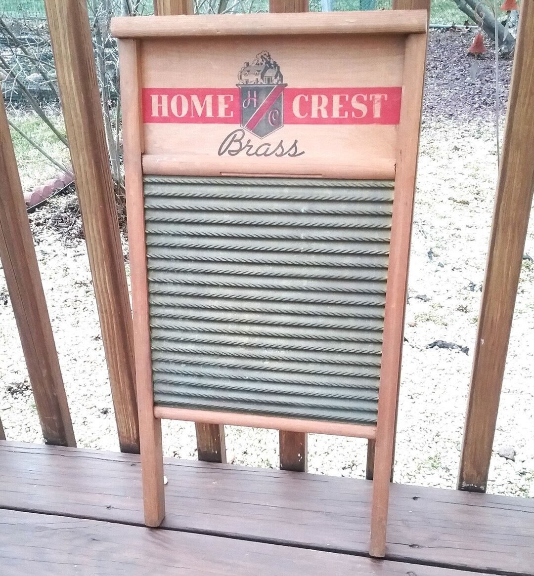 Rare Home Crest Brass Washboard Vintage, Retro Laundry, Farmhouse Decor