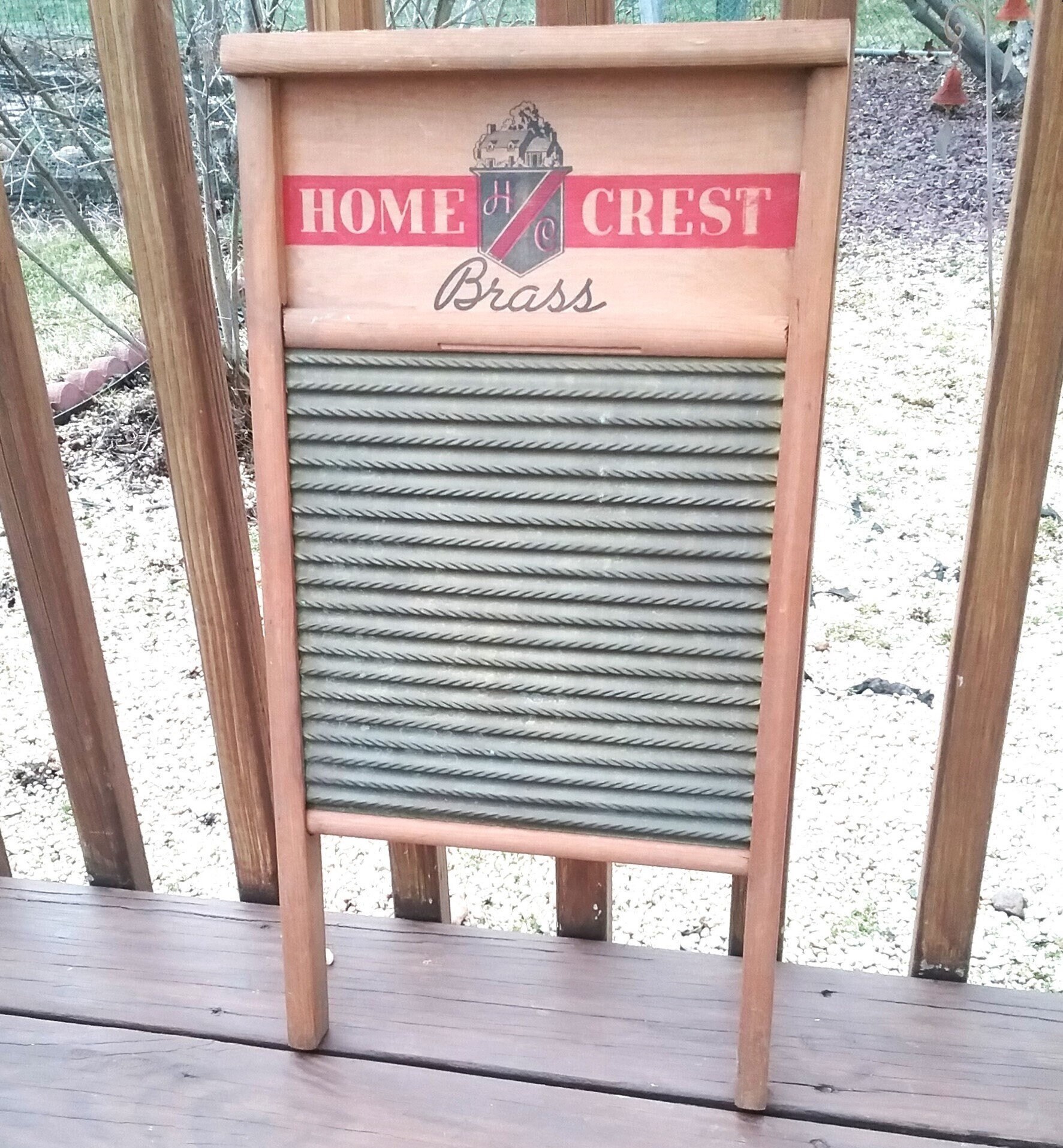 Rare Home Crest Brass Washboard Vintage, Retro Laundry, Farmhouse Decor
