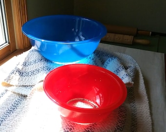 Pyrex Primary Colors Clear Bottom Mixing, Nesting Bowls, Vintage