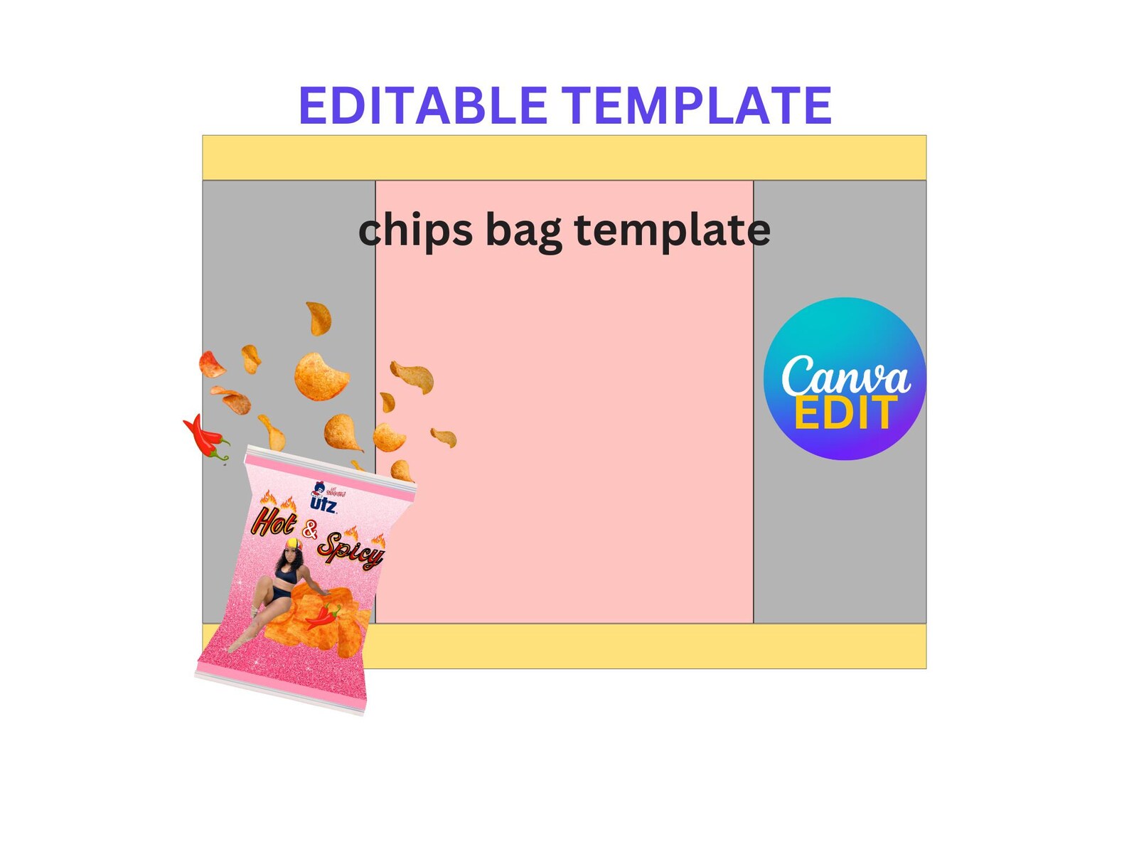 Chip Bag Blank Template Editable In Canva Instant Download Etsy chip-bag-blank-template-editable-in-canva-instant-download-etsy
