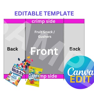Fruit Snack Blank Template, Canva Edit, Digital Download Editable