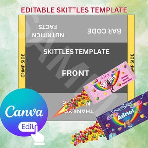 Skittles Blank Template • Digital Canva Edit • Instant Download • DIY Skittles Label