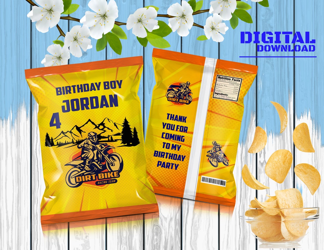 Dirt Bike Chip Bag Label Dirt Bike Favor Bag Dirt Bike Treat Etsy