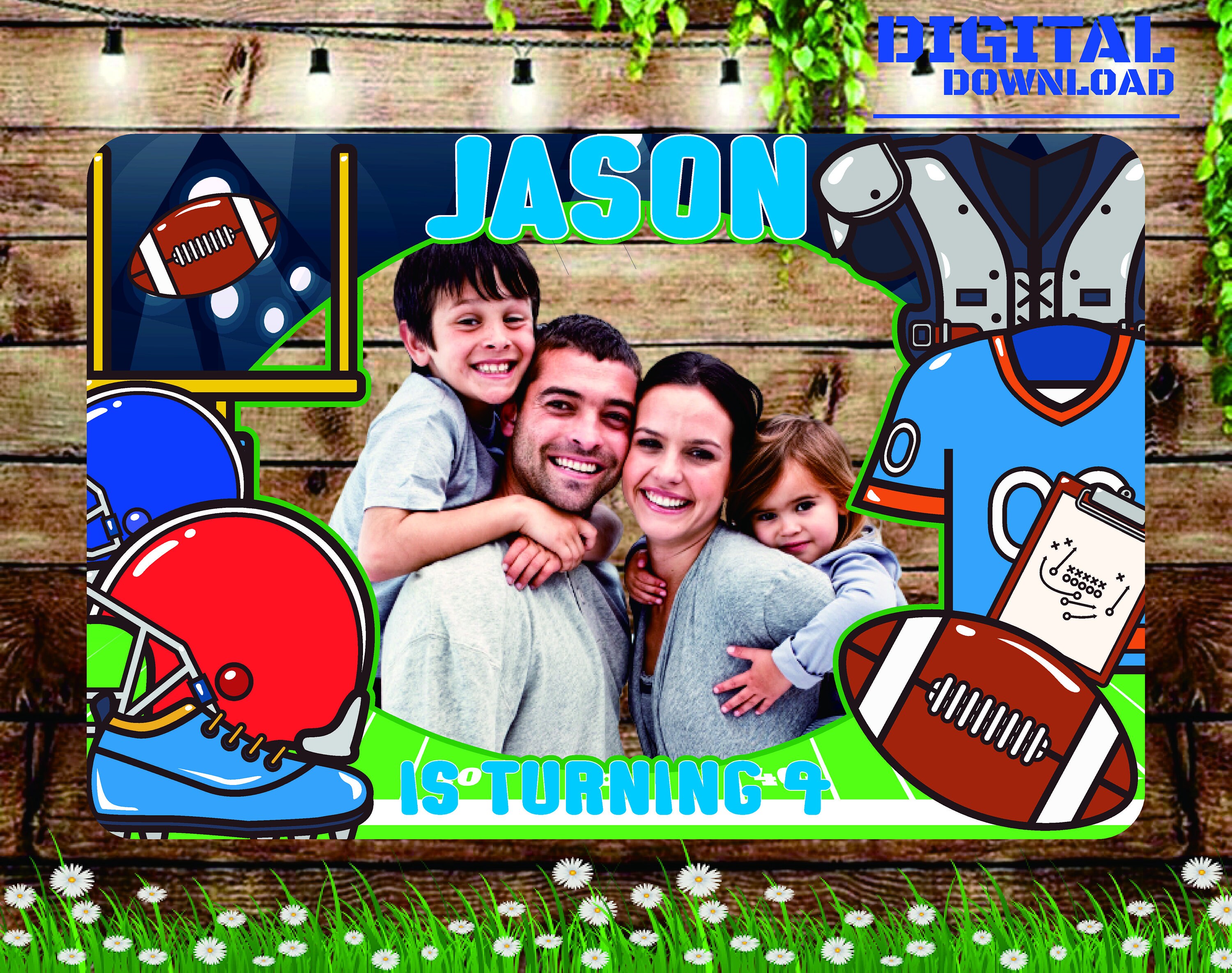 Football Photo Booth Football Photo Frame Football Birthday Etsy