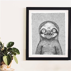 The Sloth. Original Pen And Ink Illustration