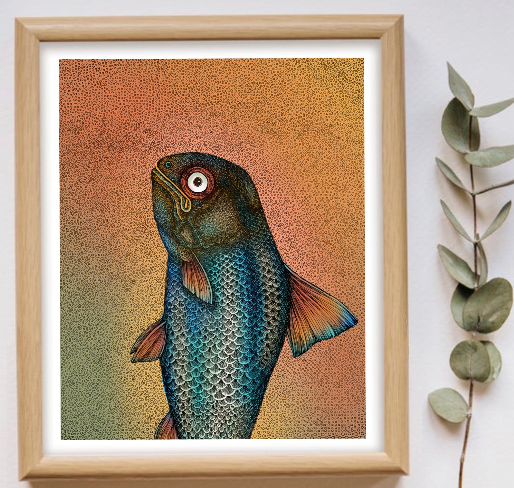 The Fish. Fine Art Matte Print of an Original Pen and Ink Etsy