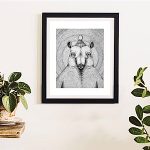The Polar Bear. Original Pen And Ink Illustration