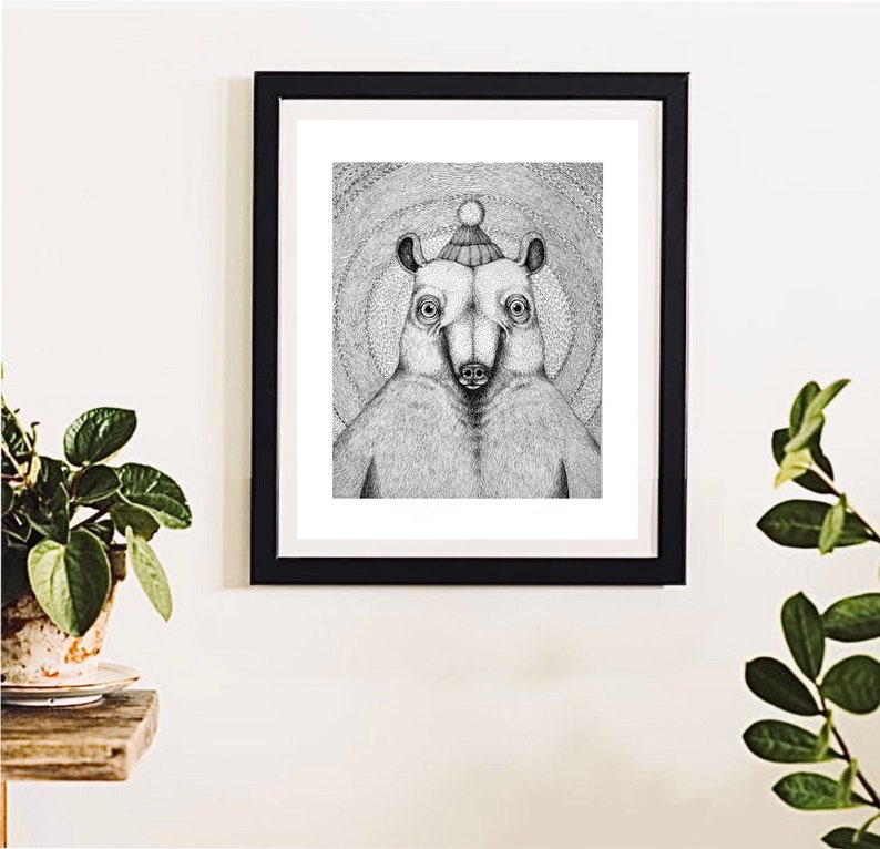 The Polar Bear. Fine Art Matte Print of an Original Pen and Ink