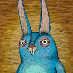 The Rabbit (color). Fine Art Matte Print of an Original Pen and Ink Illustration digitally colored on Archival Paper