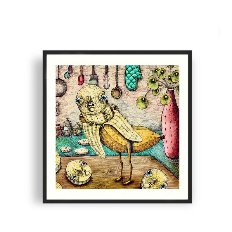 The Banana COLOR. Fine Art Matte Print of an Original Pen Etsy