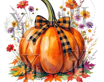 Floral Pumpkin PNG: Boho Fall Sublimation Design (Digital Download)