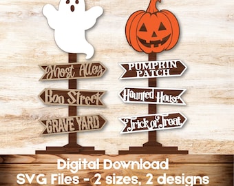 Halloween Ghost Laser Cut File: Fall Pumpkin Decor SVG, Standing Decor (Digital Download)