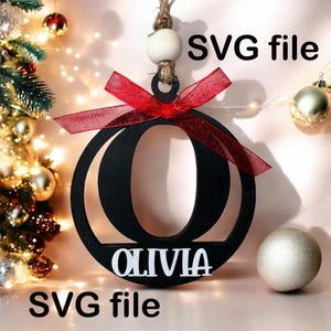 Christmas Ornaments bundle SVG Laser-cut files, Monogram Circle ornament, Stocking Name tag SVG bundle, Letter ornament SVG