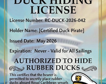 Duck hiding license for any cruise line!