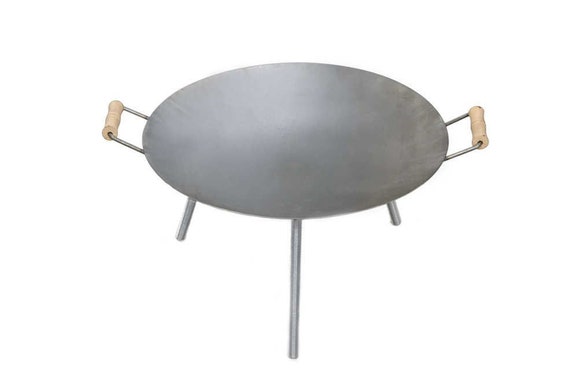 Campfire Skillet with Legs: Raw Metal Fire Pit Pan