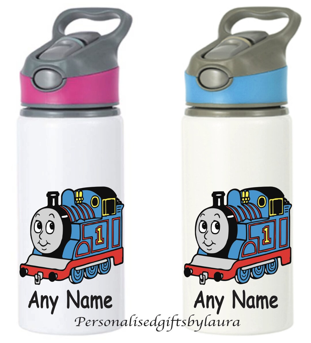 Personalised Thomas the Tank Engine Water Bottle 650ml Pink Lids Only Available Sold Out of