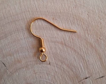 2 Crochets pour boucles d'oreilles Acier doré