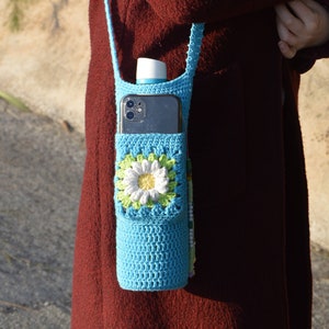 Wasserflaschenhülle mit Handytasche, Blumenwasserflaschenhalter, 20 25 36 Unzen Wasserflaschenhalter