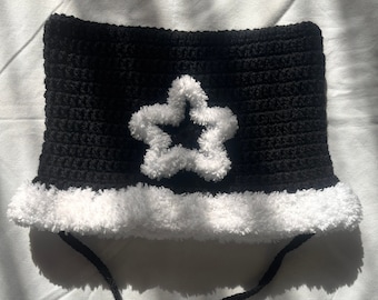 Star Hat With Ears, Black Beanie With String, Star Cat Beanie, Color Customisable Beanie, Beanie With Ears