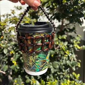 Coffee Cup Holder, Coffee Lover Gift, Coffee Sleeve with Handle, Reusable Mug Holder, Portable Coffee Cup Holder With Strap