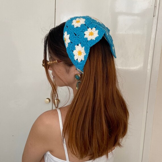 Crochet Bandana Cottagecore Hairband Silk Bandana Hair Scarf Etsy