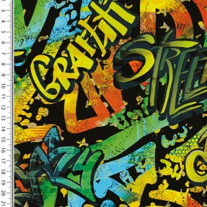 Cuddly sweat sweat brushed winter sweat cotton graffiti 150 cm WB