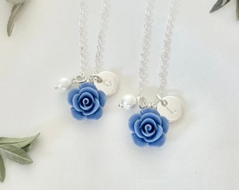Dusty blue flower girl necklace dusty blue wedding dusty blue toddler girl gift for flower girl gift for little girl dusty blue girl jewelry