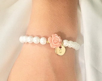 Silver or gold flower girl bracelet flower girl gift for toddler pink flower girl bracelet little girl gift flower girl wedding gift