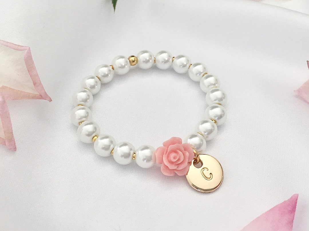 Flower Girl Gift Flower Bracelet for Baby Flower Girl Jewelry Pink ...