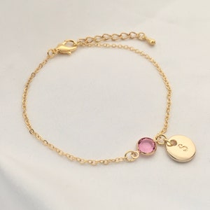 Delicate birthstone bracelet with a letter custom birthstone bracelet Kid&#39;s birthstone bracelet Christmas gift for her mom bracelet