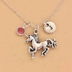 Sterling Silver Unicorn Charm Necklace with Lavender CZs for Little Girls, Unicorn Jewelry, Kids Purple Unicorn, Unicorn Party Friend Gift