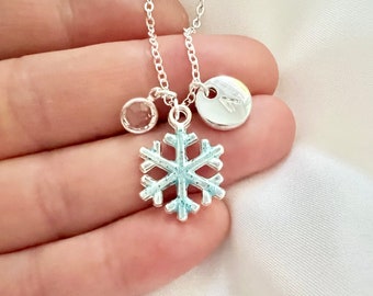 Elsa necklace light blue snowflake necklace Frozen party favors Frozen Elsa princess birthday gift Elsa little girl jewelry stocking stuffer