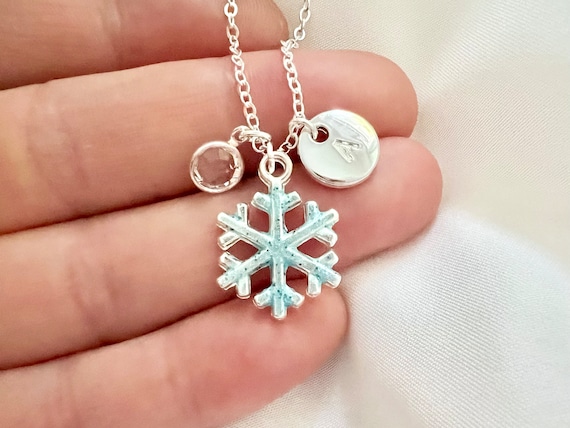 Elsa necklace light blue snowflake necklace Frozen party favors Frozen Elsa princess birthday gift Elsa little girl jewelry stocking stuffer