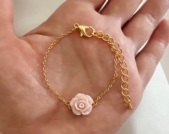 Blush pink wedding light pink wedding pink bracelet flower girl gift blush pink bracelet pink little girl gift wedding