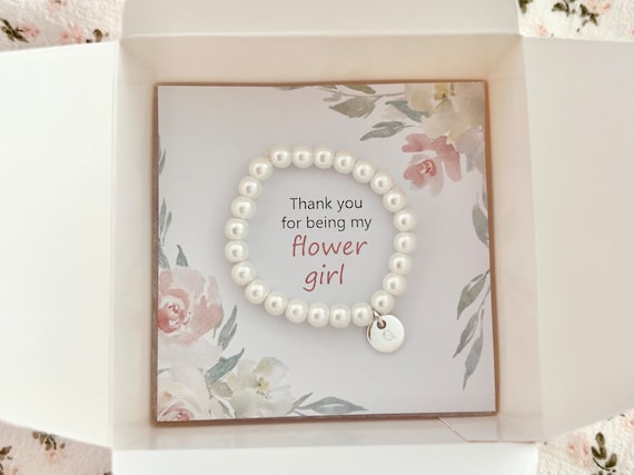 Flower girl proposal gift flower girl thank you gift bracelet for flower girl bracelet little girl personalized flower girl gift ideas