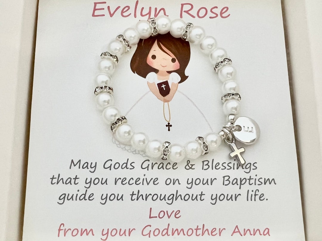 Baptism Gift Girl Baptism Bracelet Gift Box Goddaughter Gift for First