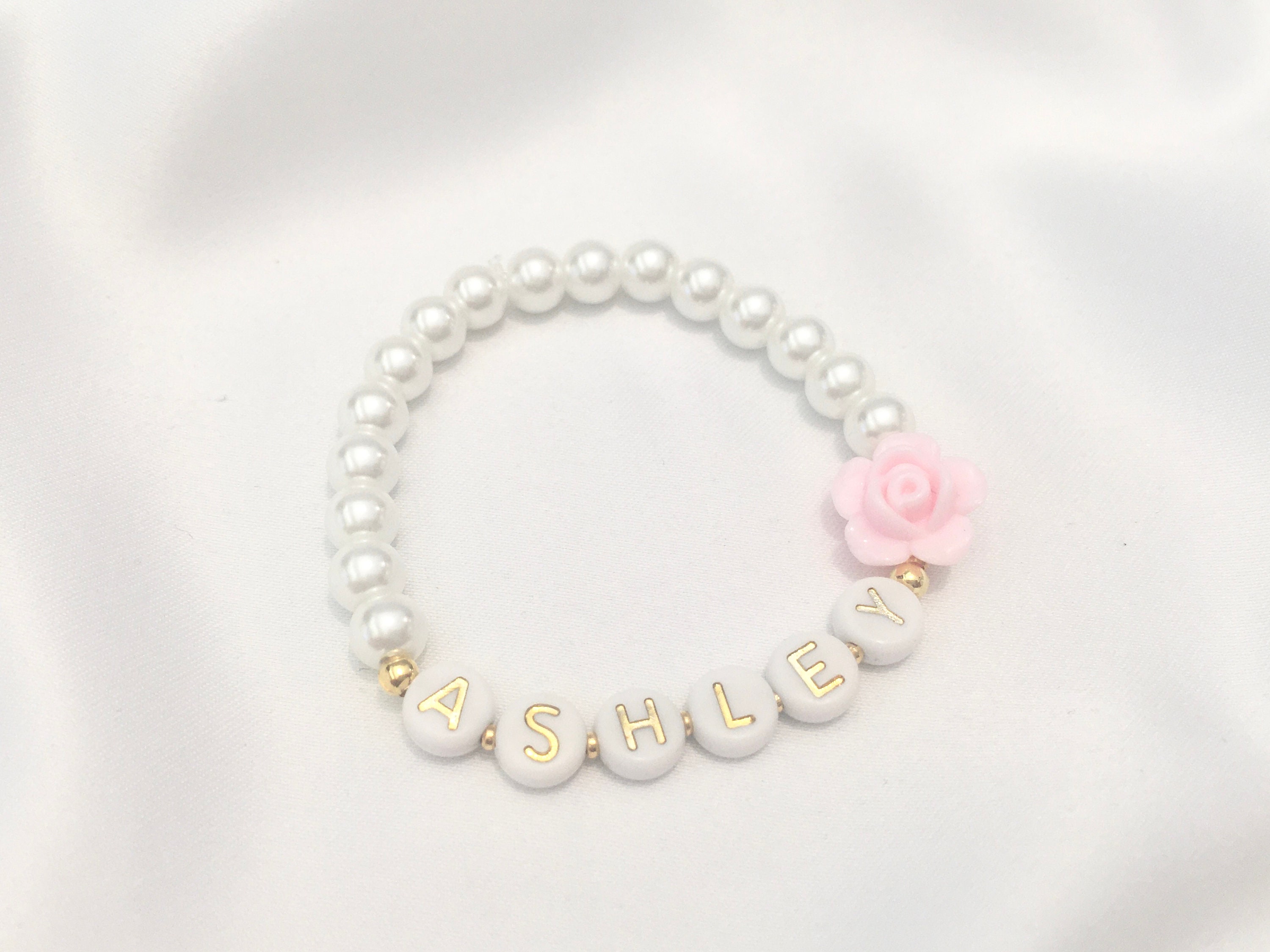 Name Bead Bracelet Little Girl Personalised Baby Gift Bracelet for