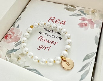 Flower girl gift flower girl bracelet toddler flower girl gift little girl gifts little girl jewelry white pearl bracelet for little girl