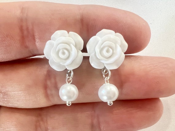 Flower earrings flower girl earrings pink flower girl gift pink earrings little girl gift pink little girl earrings pink flower girl jewelry