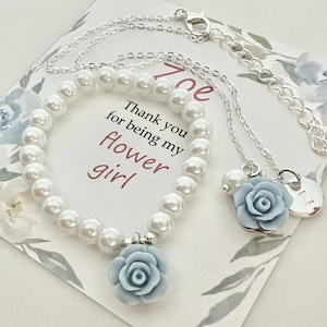 Flower girl proposal gift for flower girl thank you gift necklace and bracelet flower girl bracelet necklace little flower girl gift ideas