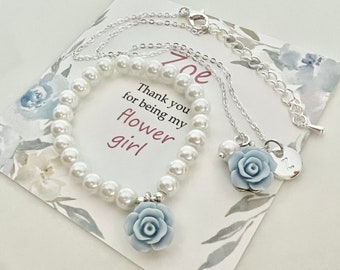 Flower girl proposal gift for flower girl thank you gift necklace and bracelet flower girl bracelet necklace little flower girl gift ideas