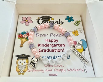 Regalo de graduación de preescolar o jardín de infantes, pulsera de graduación de preescolar para niñas, regalos personalizados para graduados de preescolar, regalos de graduación para niñas