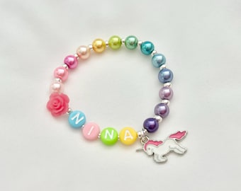 Unicorn bracelet unicorn gift for girls unicorn birthday gift girl name bracelet girls name unicorn party favors