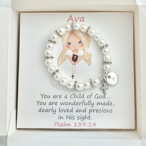 Baptism gift girl baptism bracelet + gift box goddaughter gift for first birthday goddaughter bracelet baptism gift godmother bracelet girl