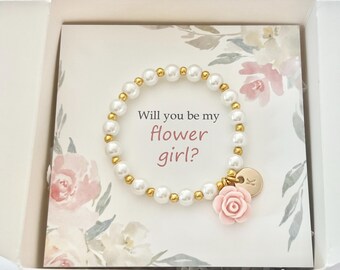 Flower girl proposal gift ideas for flower girl Will you be gift bracelet flower girl bracelet little girl gift from bride wedding day
