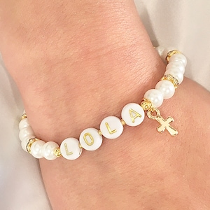Gold first communion named bracelet first communion gift goddaughter gift goddaughter bracelet baptism gift confirmation gift confirmation