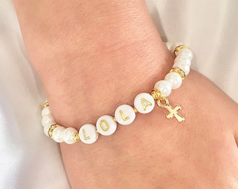 Gold first communion named bracelet first communion gift goddaughter gift goddaughter bracelet baptism gift confirmation gift confirmation