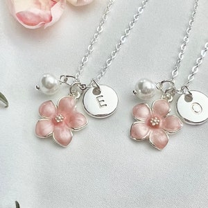 Blush pink necklace for little girl flower girl gift flower girl necklace gift little girl pink flower necklace blush pink wedding gift girl