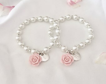 Pale pink flower girl bracelet flower girl gift ideas toddler flower girl jewelry little girl baby girl first birthday photoshoot props baby